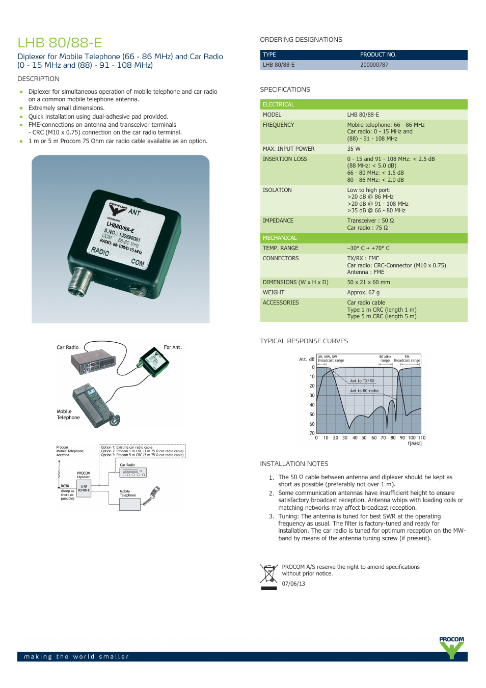 Procom LHB  80-88-e User Manual | 1 page