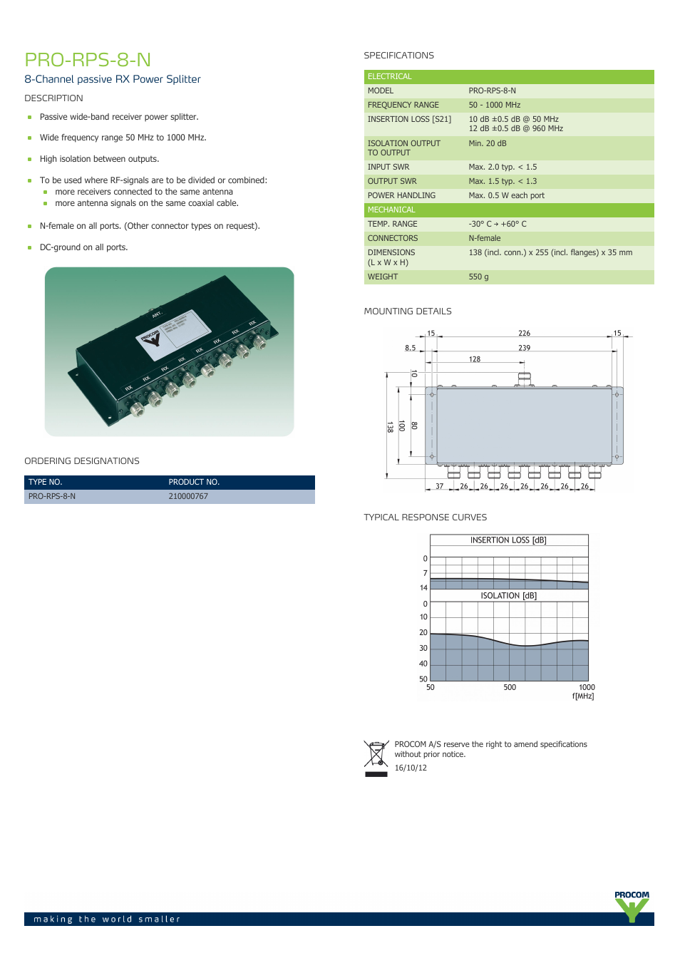 Procom PRO-rps-8-n User Manual | 1 page