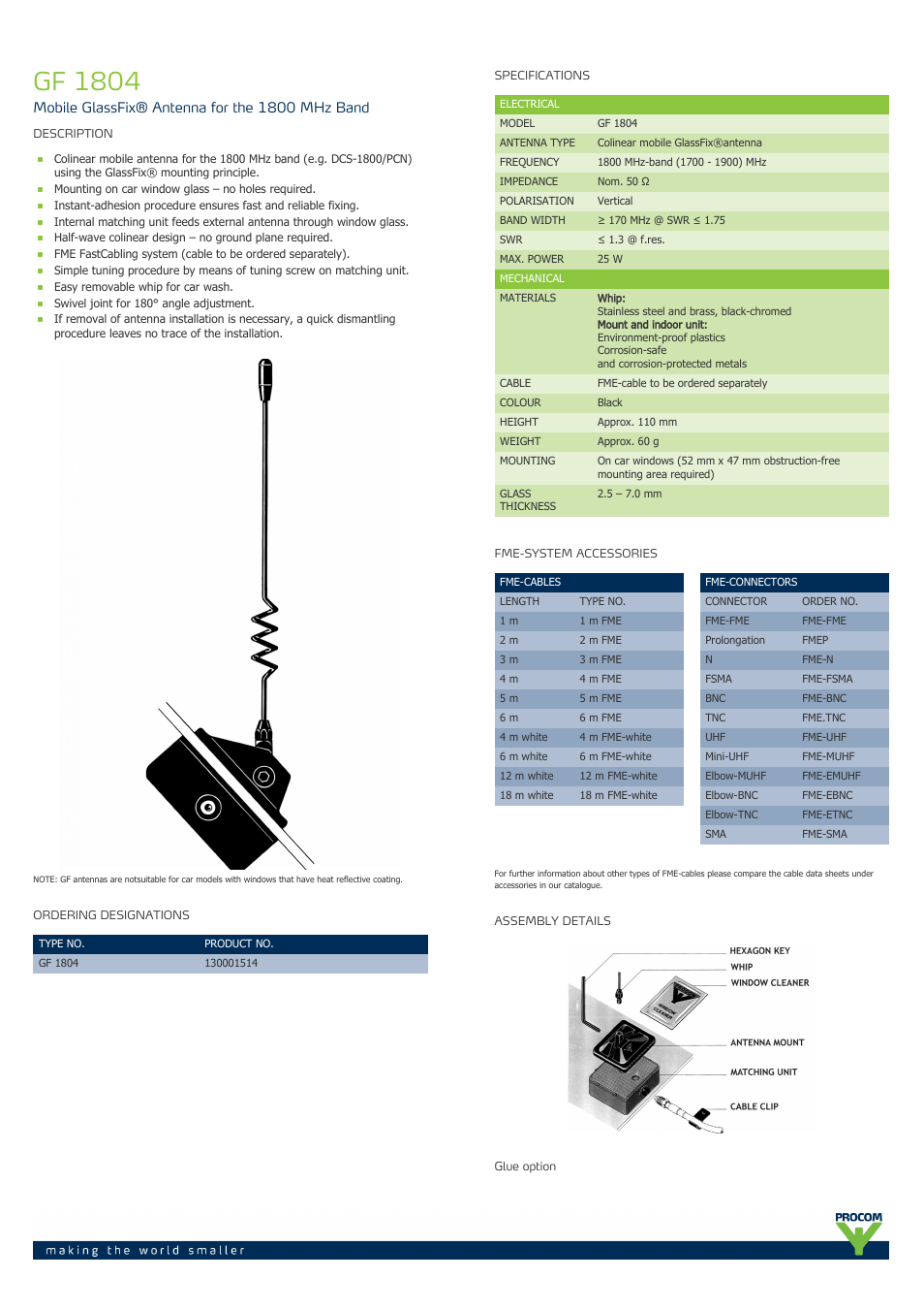 Procom GF 1804 User Manual | 2 pages