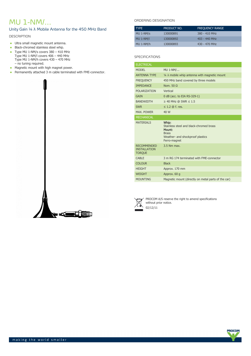 Procom MU 1-nm-... User Manual | 1 page