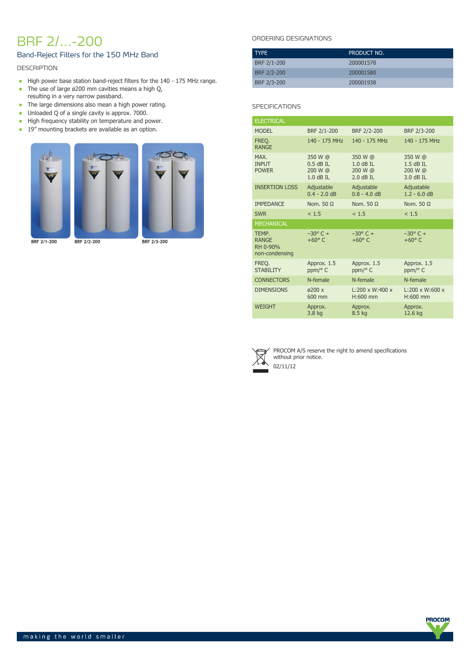 Procom BRF 2-...-200 User Manual | 1 page