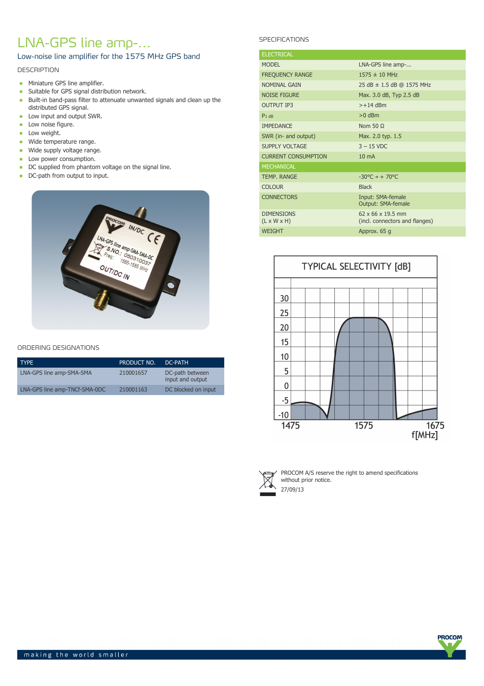 Procom LNA-gps-line-amp-... User Manual | 1 page