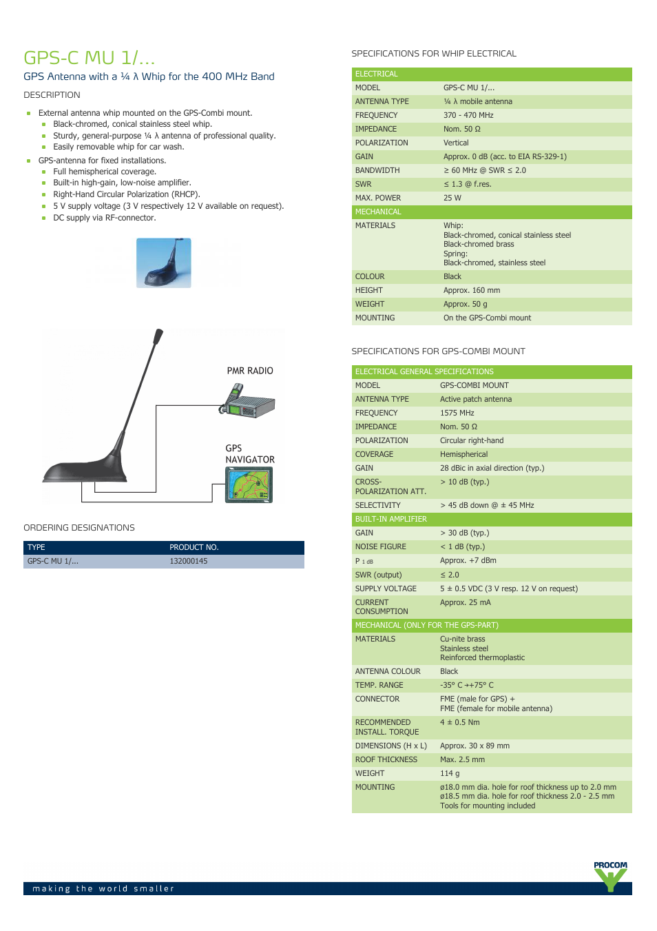 Procom GPS-C MU 1-... User Manual | 2 pages