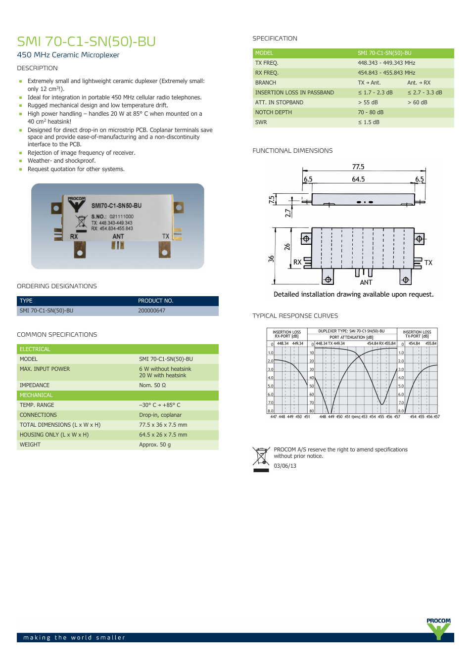 Procom SMI-70-c1-sn(50)-bu User Manual | 1 page