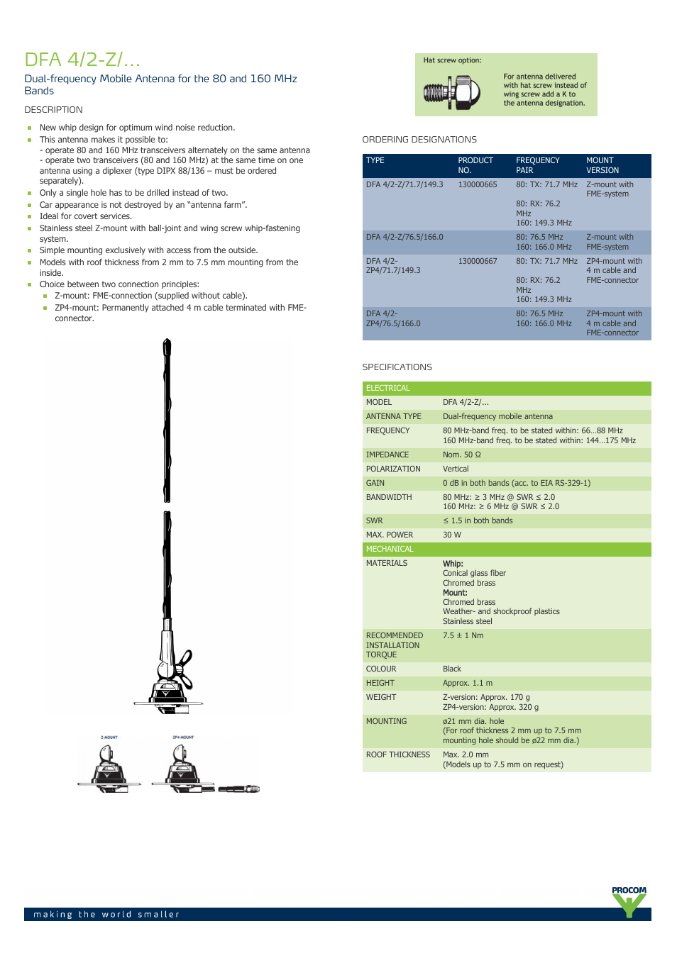 Procom DFA 4-2-z-... User Manual | 2 pages