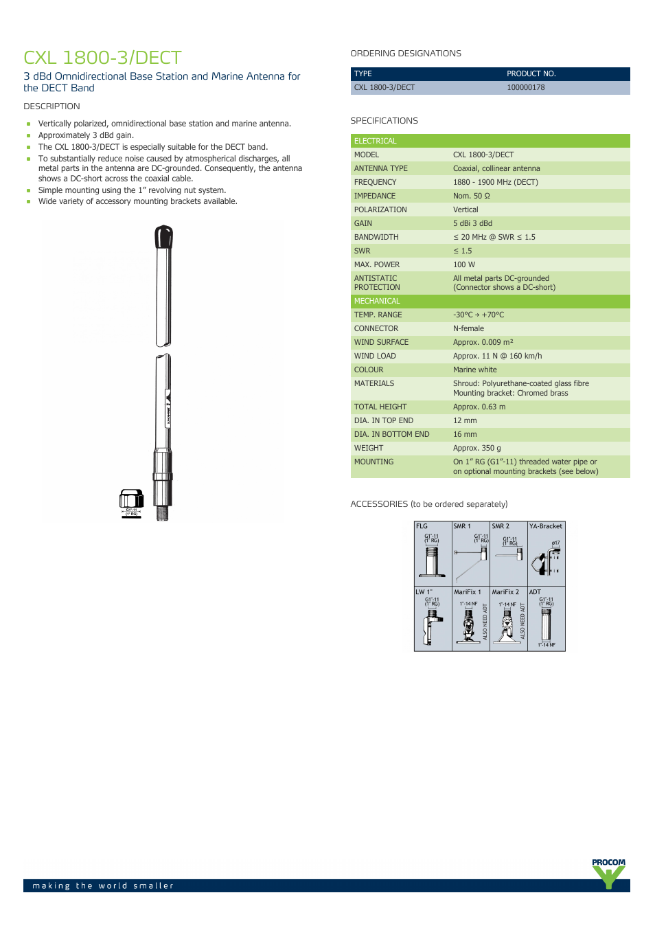 Procom CXL 1800-3-dect User Manual | 2 pages