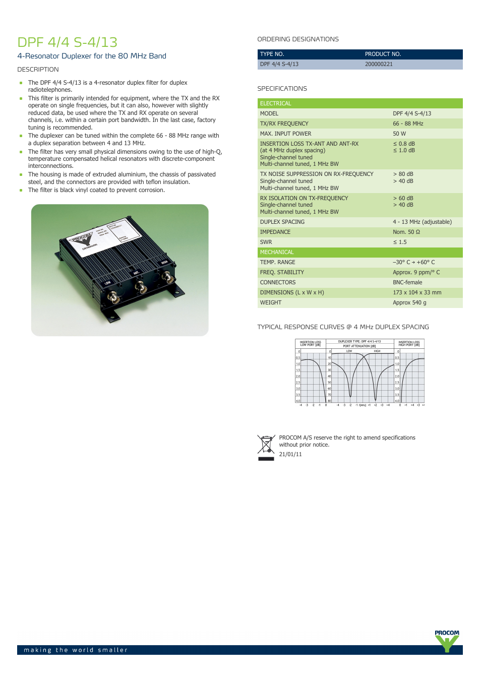 Procom DPF 4-4-s-4-13 User Manual | 1 page