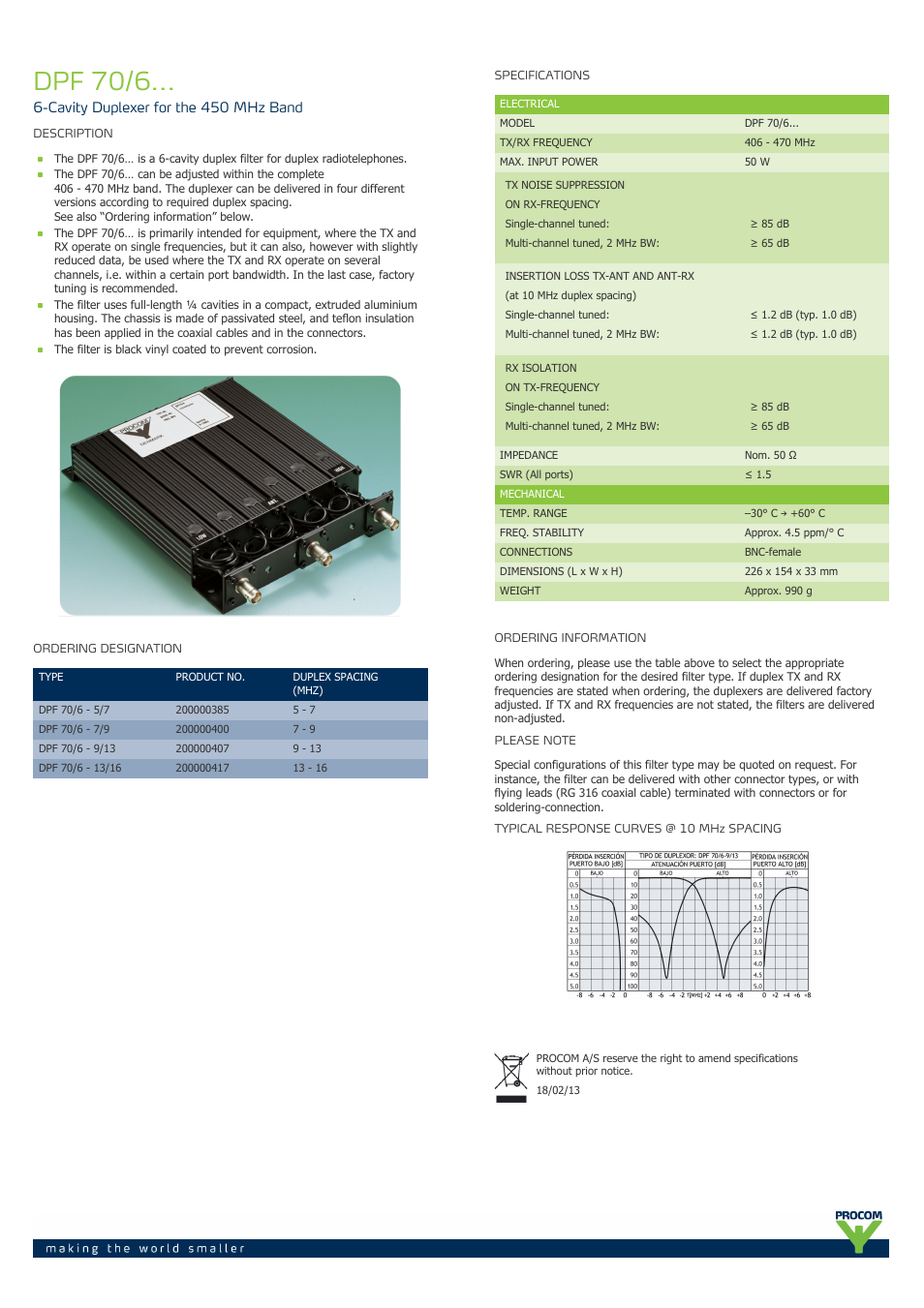 Procom DPF 70-6... User Manual | 1 page