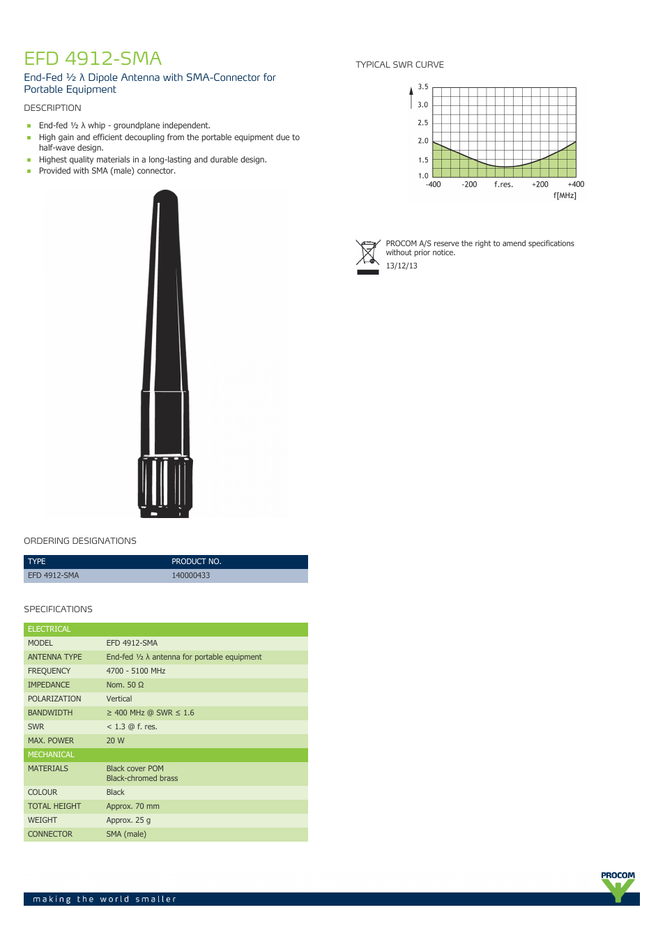 Procom EFD 4912-sma User Manual | 1 page