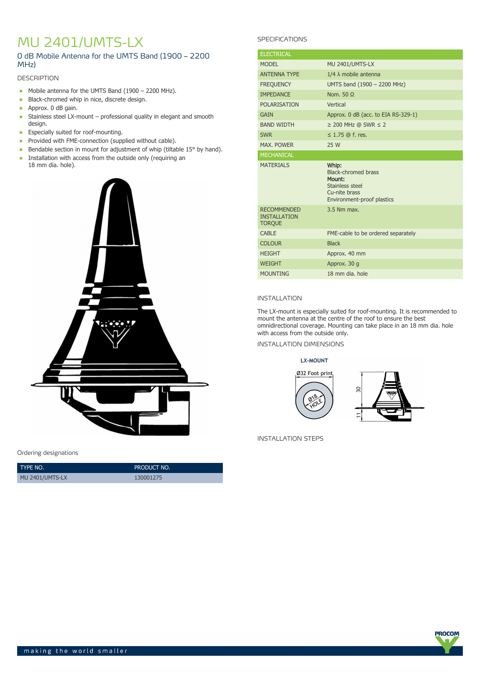 Procom MU 2401-umts-lx User Manual | 2 pages