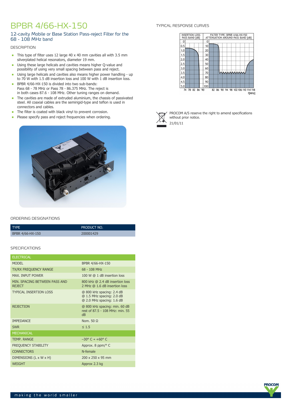 Procom BPBR 4-66-hx-150 User Manual | 1 page