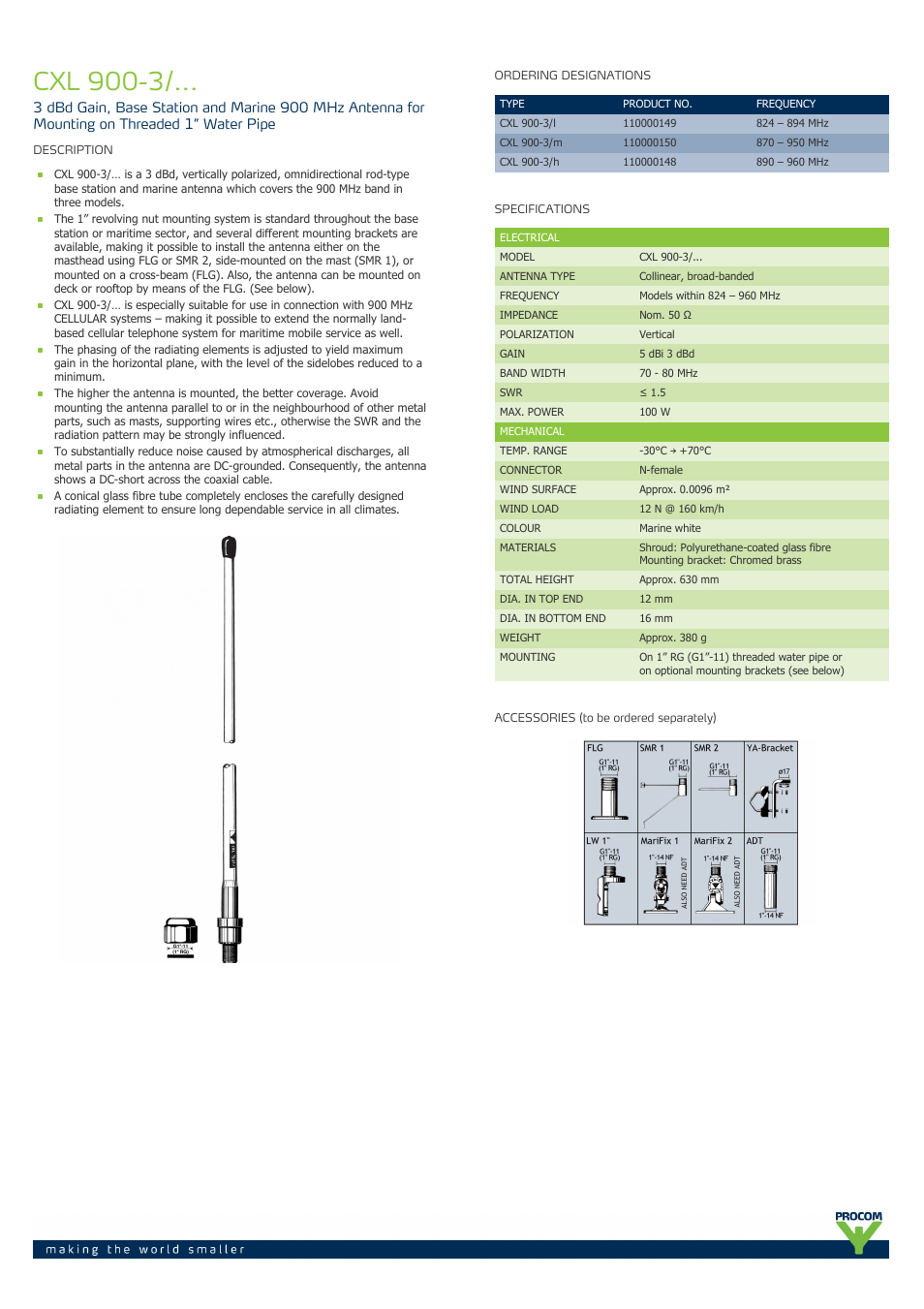 Procom CXL 900-3-... User Manual | 2 pages