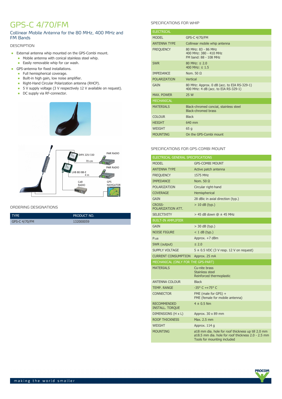 Procom GPS-C 4-70-fm User Manual | 2 pages