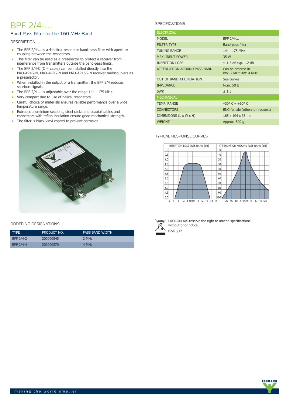 Procom BPF 2-4-... User Manual | 1 page