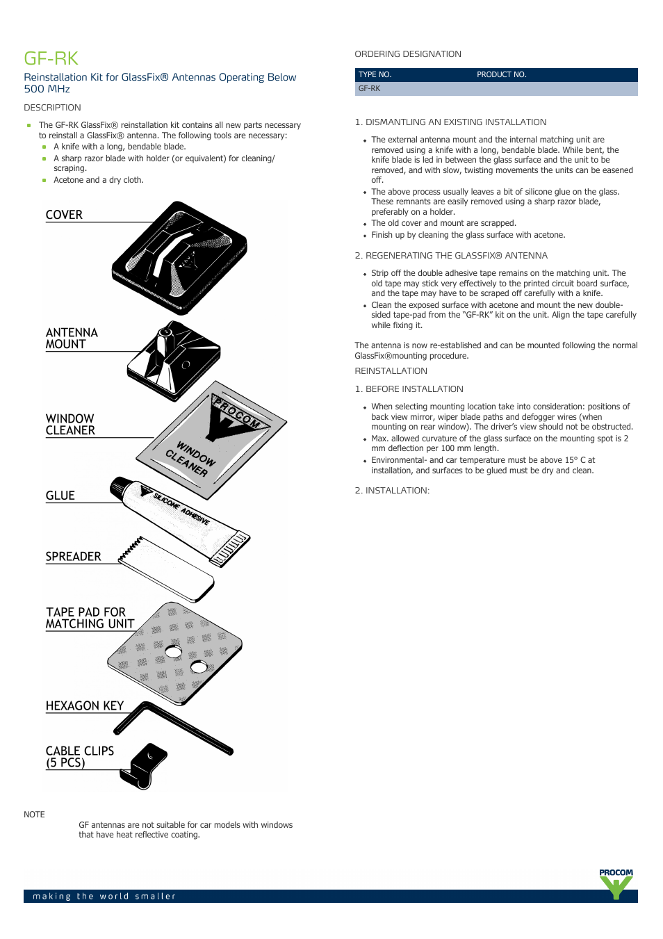 Procom GF RK User Manual | 2 pages
