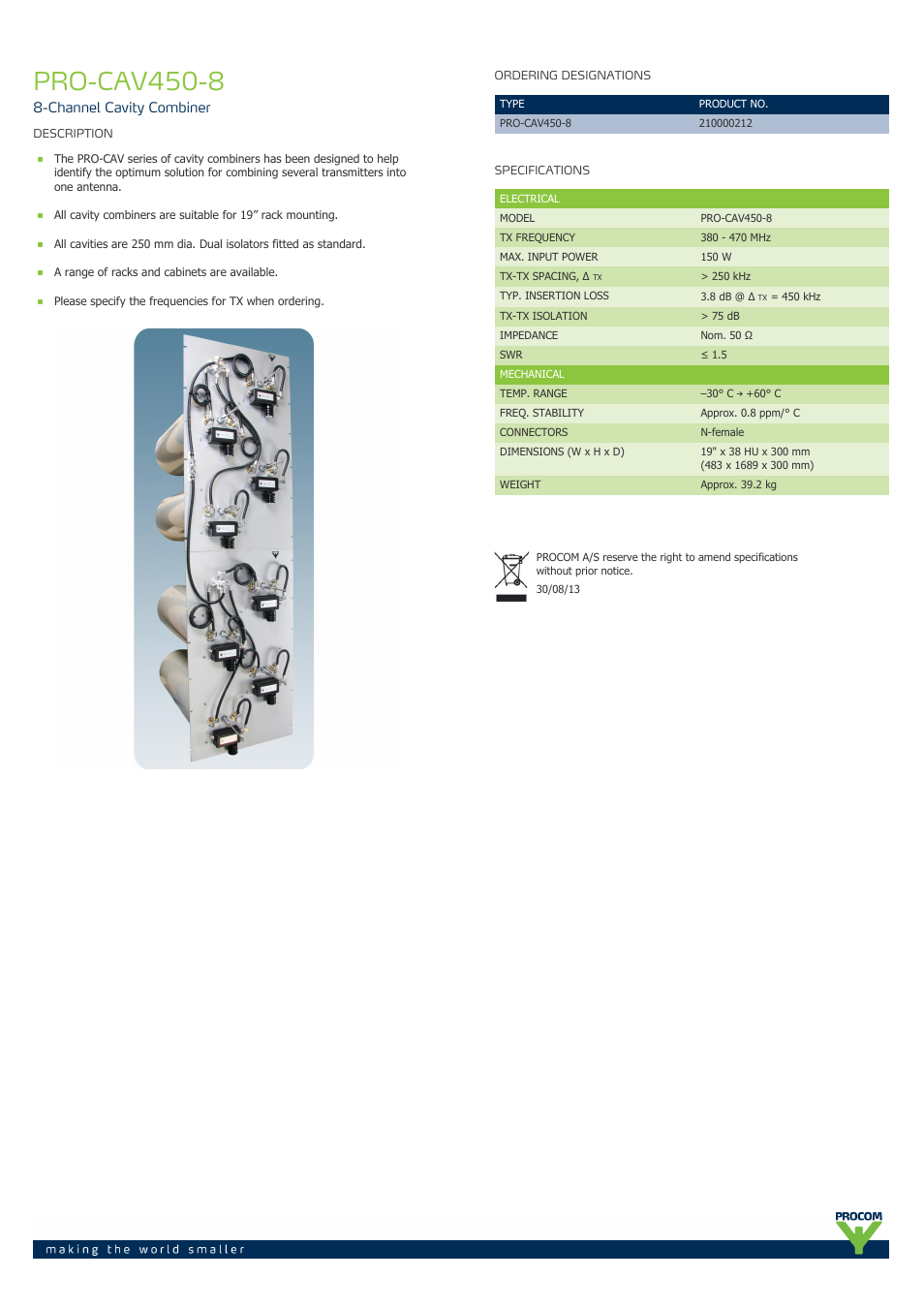 Procom PRO-cav450-8 User Manual | 1 page