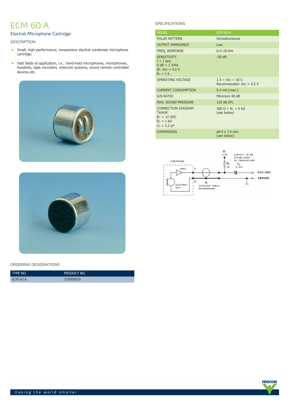 Procom ECM-60-a User Manual | 2 pages