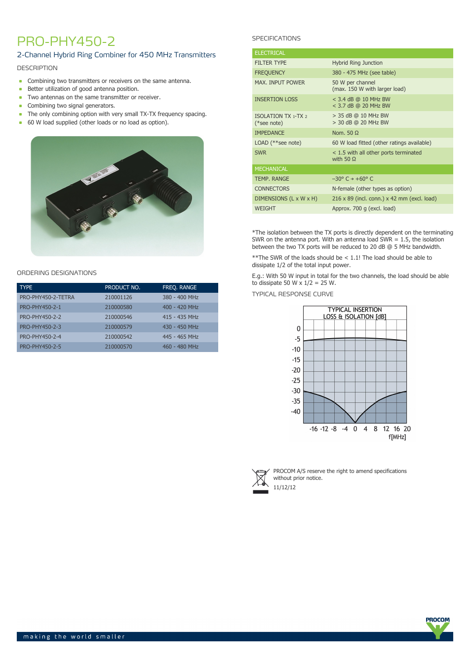 Procom PRO-phy450-2 User Manual | 1 page