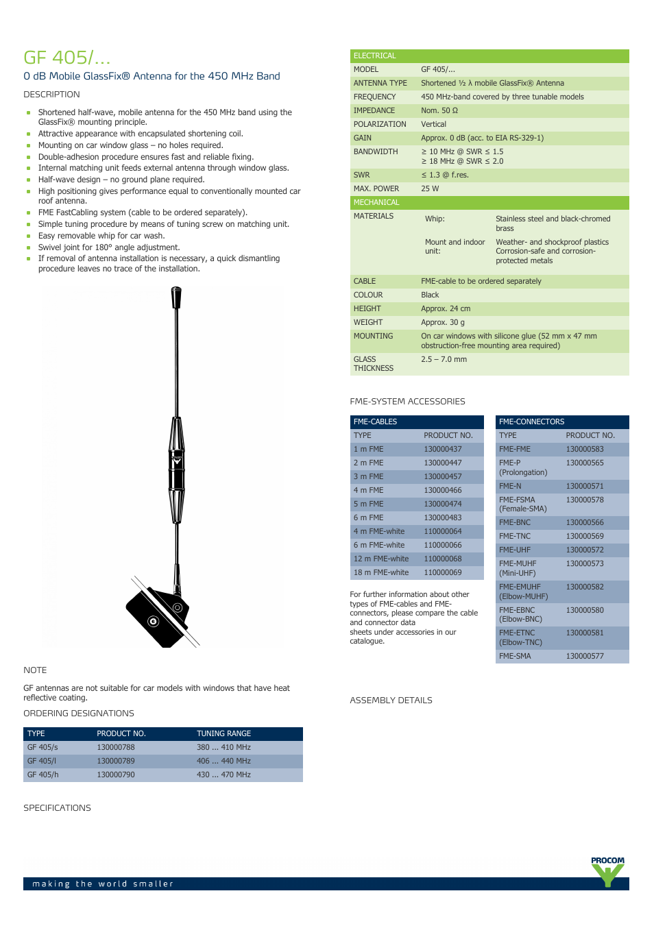Procom GF 405-... User Manual | 2 pages
