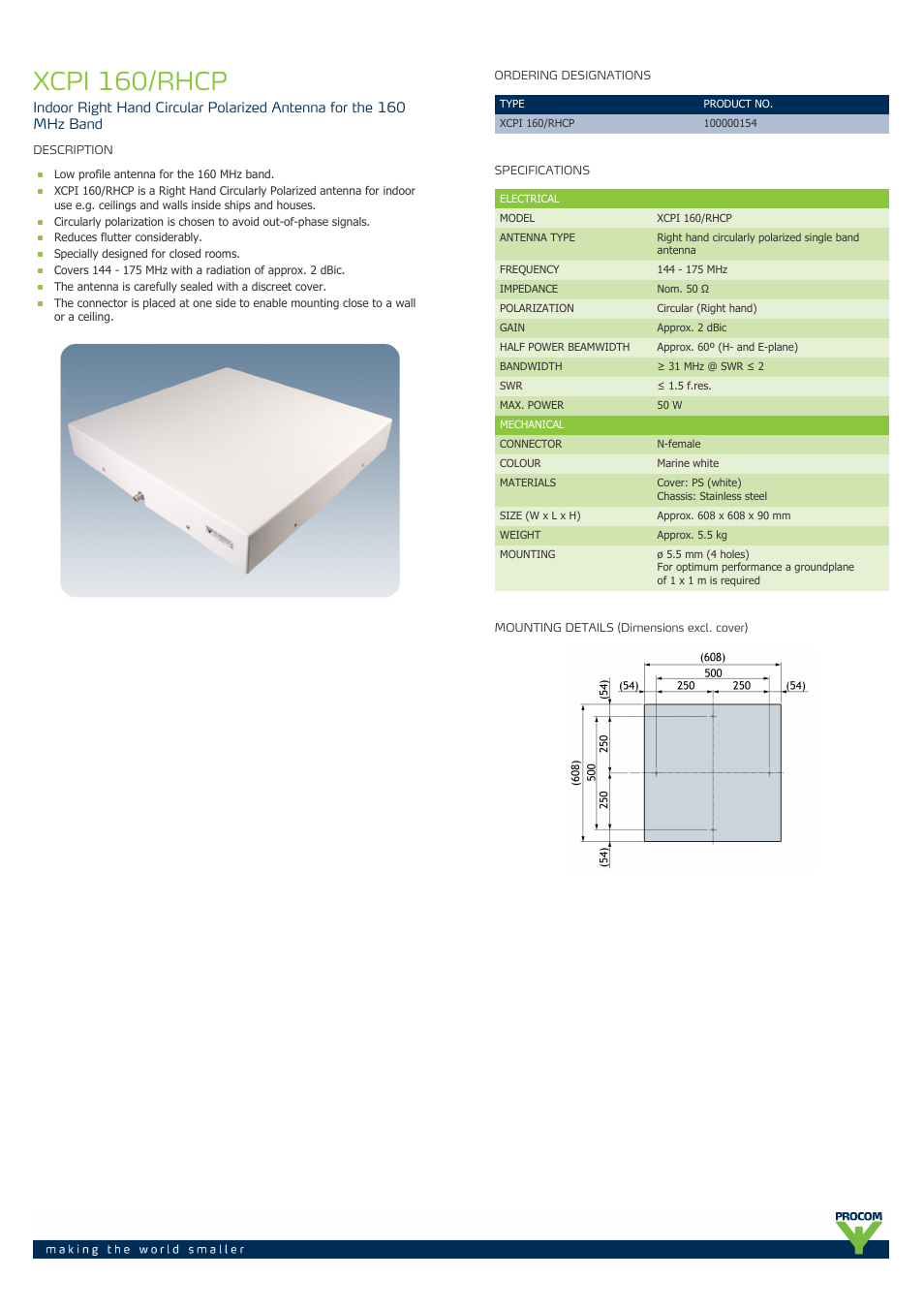 Procom XCPI-160-rhcp User Manual | 2 pages