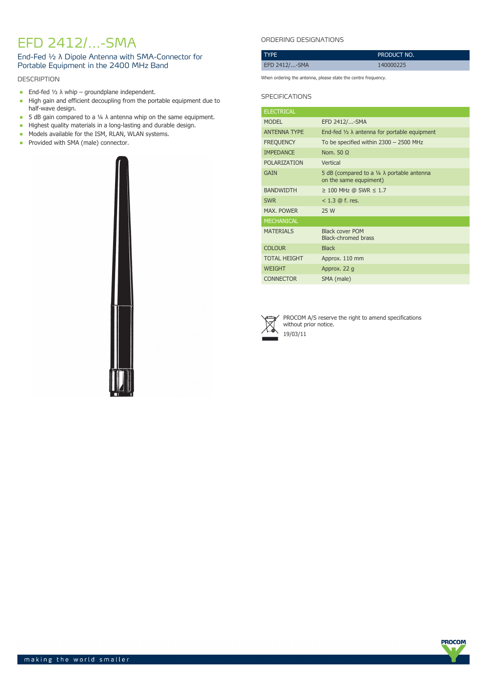 Procom EFD 2412-...-sma User Manual | 1 page