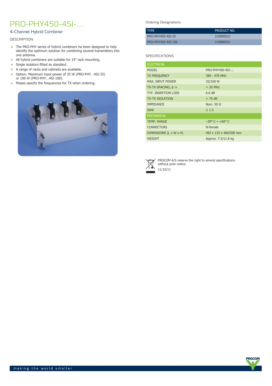 Procom PRO-phy450-4si-... User Manual | 1 page