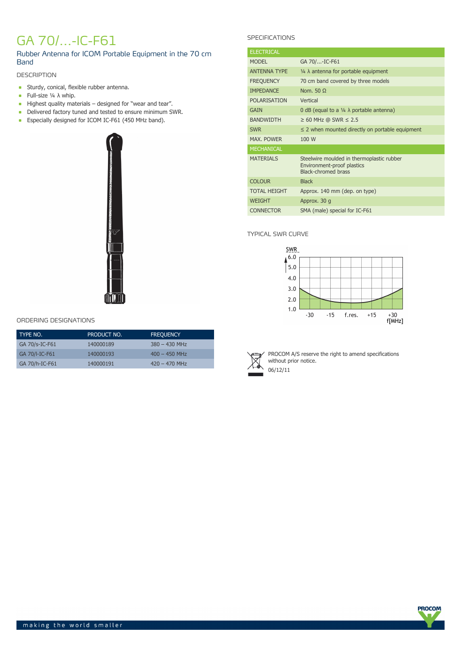 Procom GA 70-...-ic-f61 User Manual | 1 page