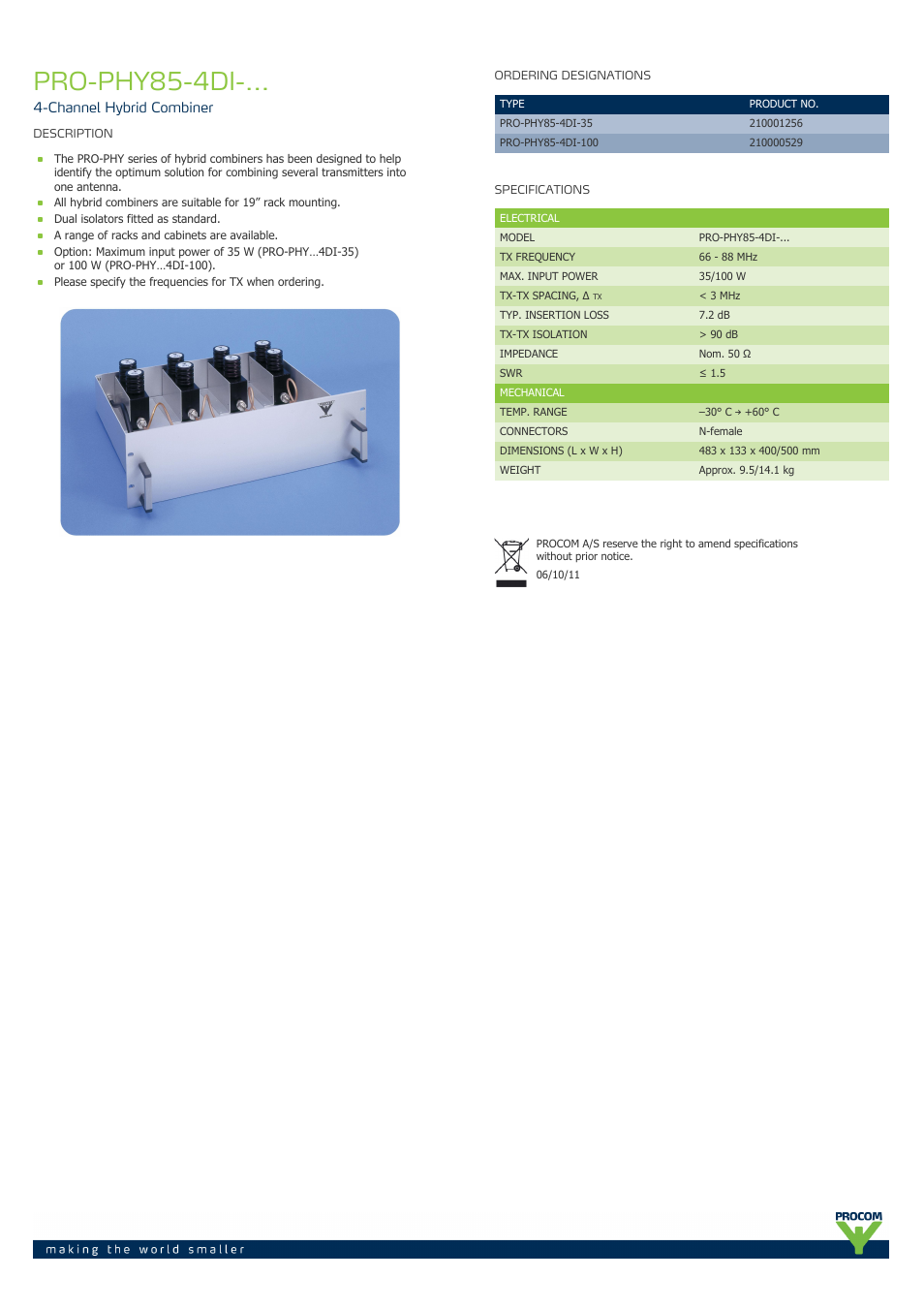 Procom PRO-phy85-4di-... User Manual | 1 page