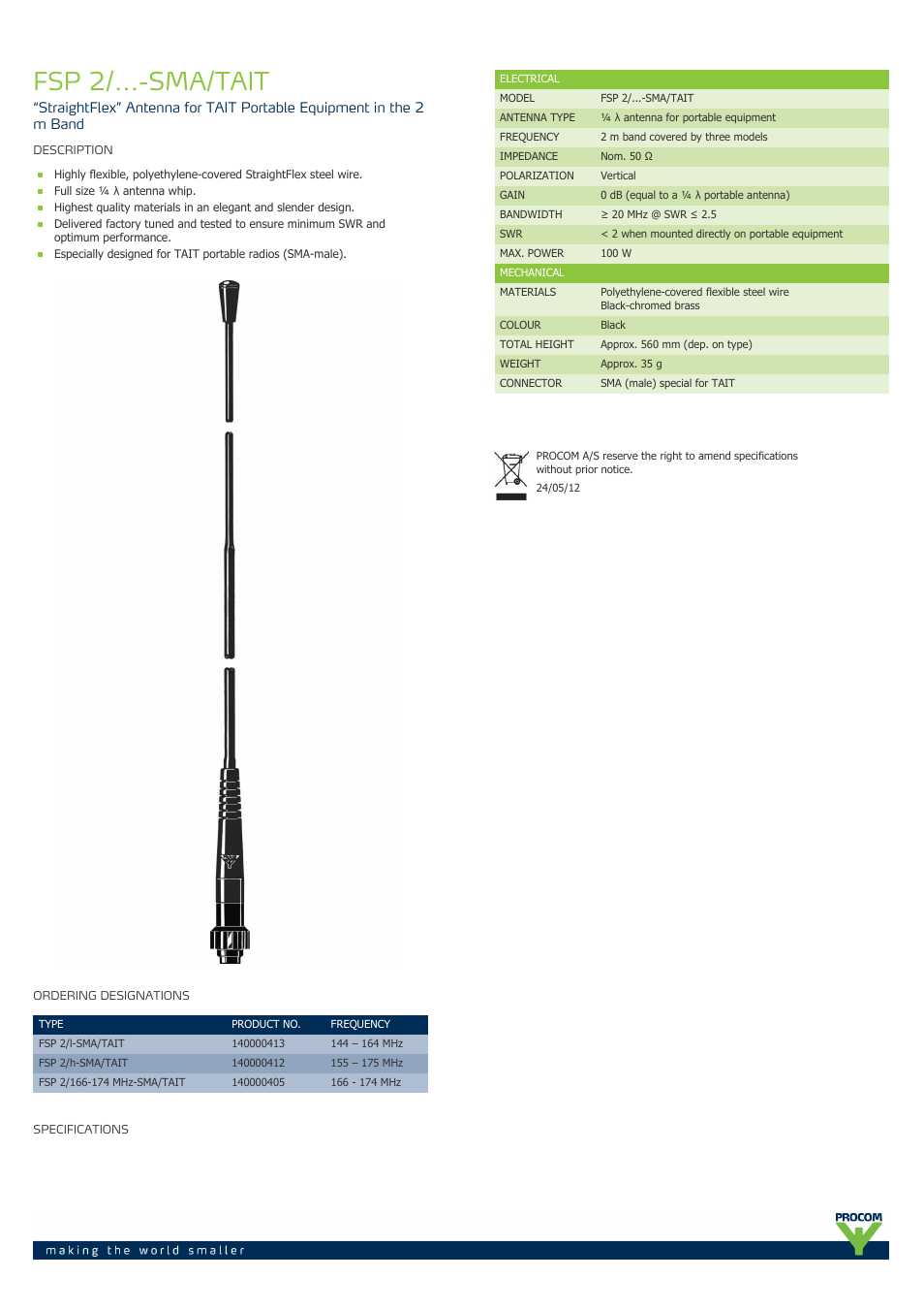 Procom FSP 2-...-sma-tait User Manual | 1 page