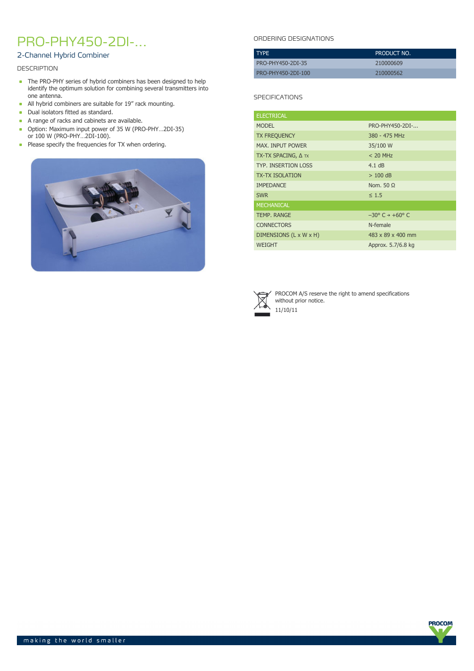 Procom PRO-phy450-2di-... User Manual | 1 page