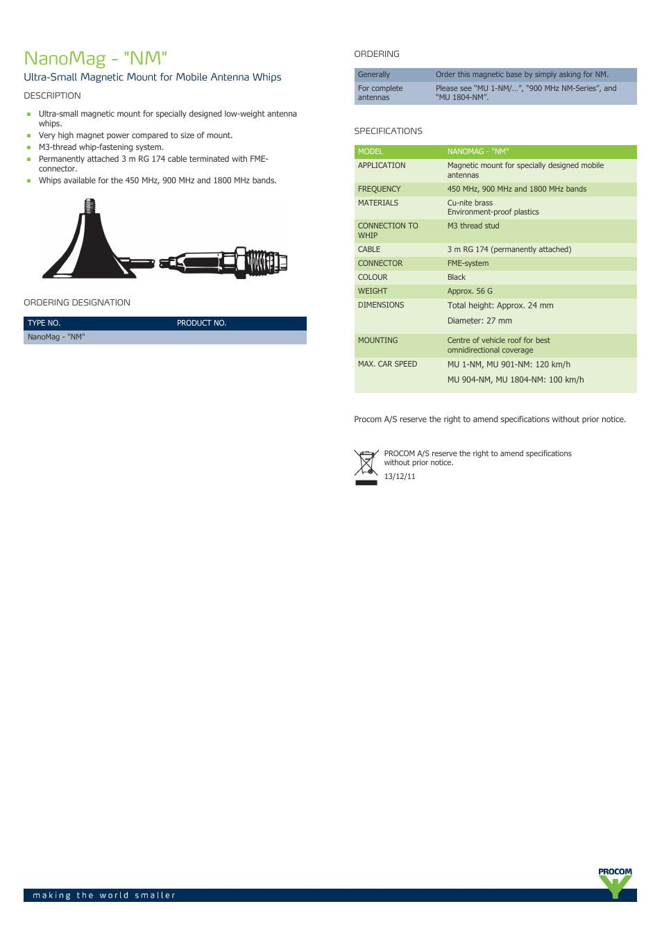 Procom NanoMag - "NM" User Manual | 1 page