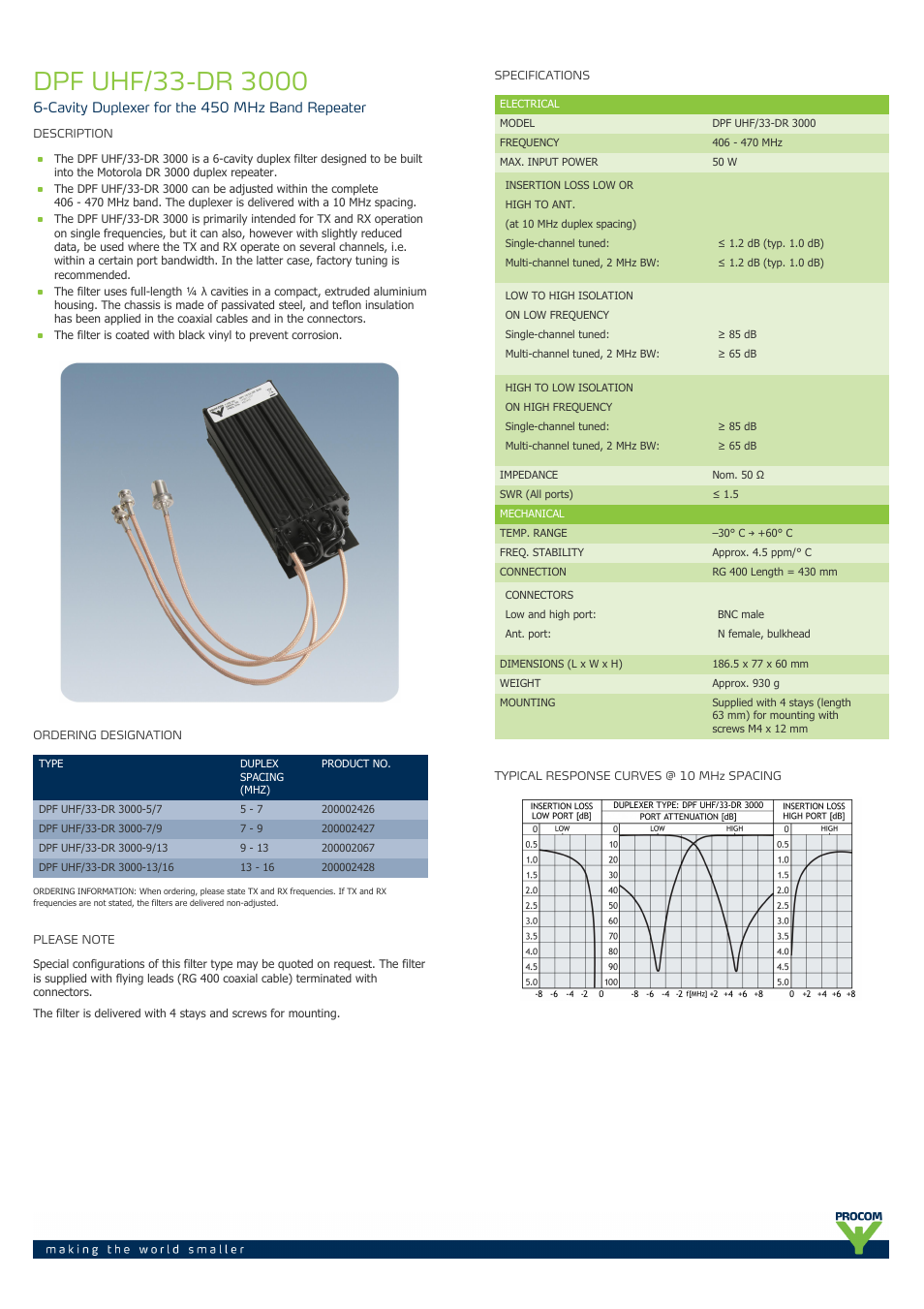 Procom DPF uhf-33-dr-3000 User Manual | 2 pages