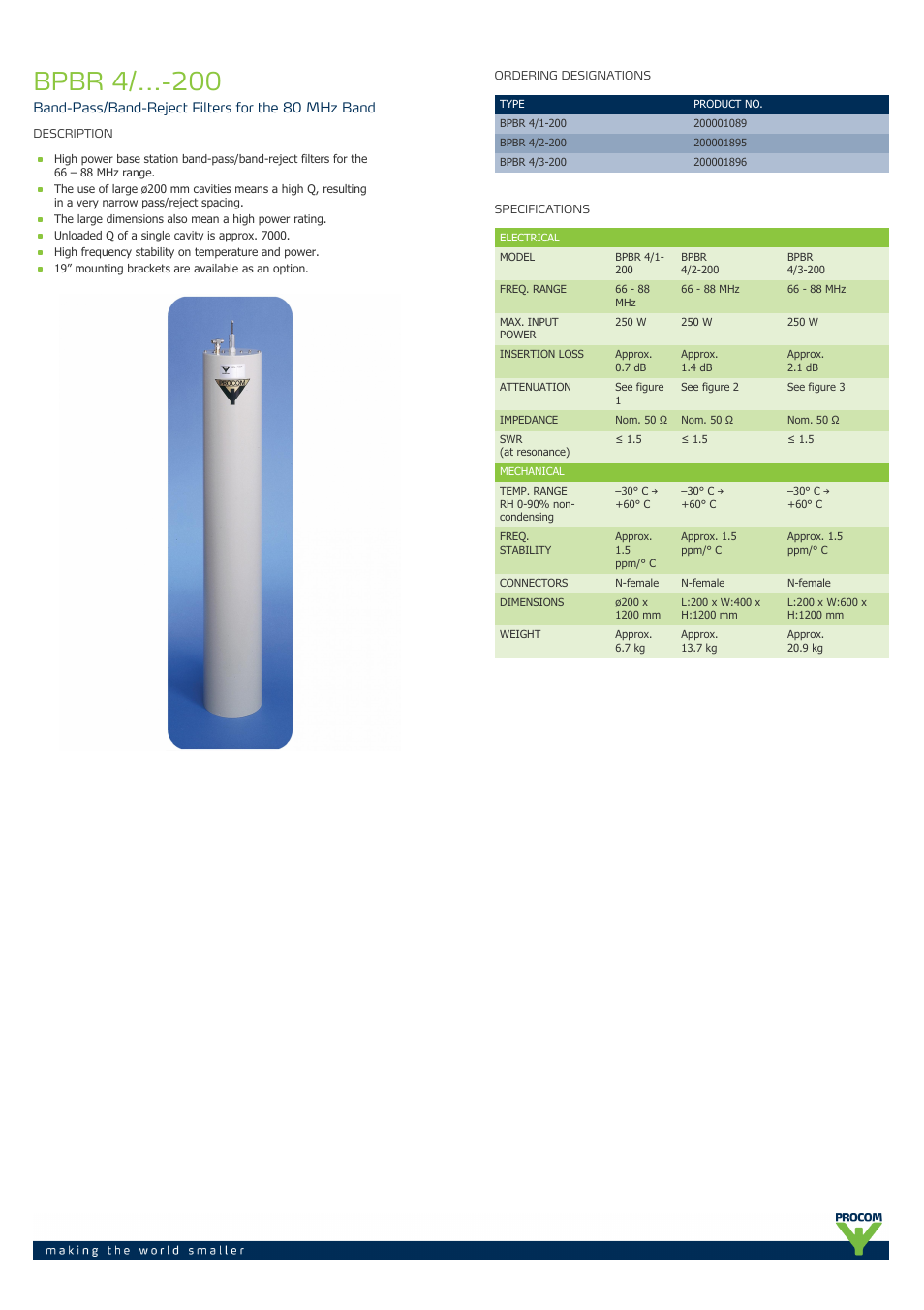 Procom BPBR 4-...-200 User Manual | 2 pages