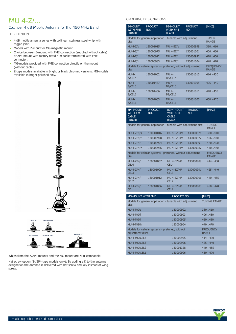 Procom MU 4-z-... User Manual | 3 pages