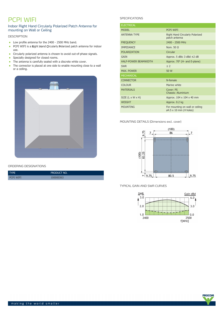 Procom PCPI WIFI User Manual | 2 pages