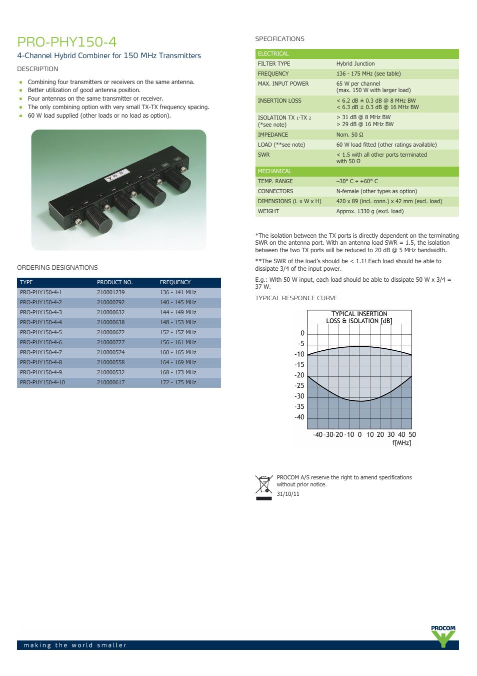 Procom PRO-phy150-4 User Manual | 1 page