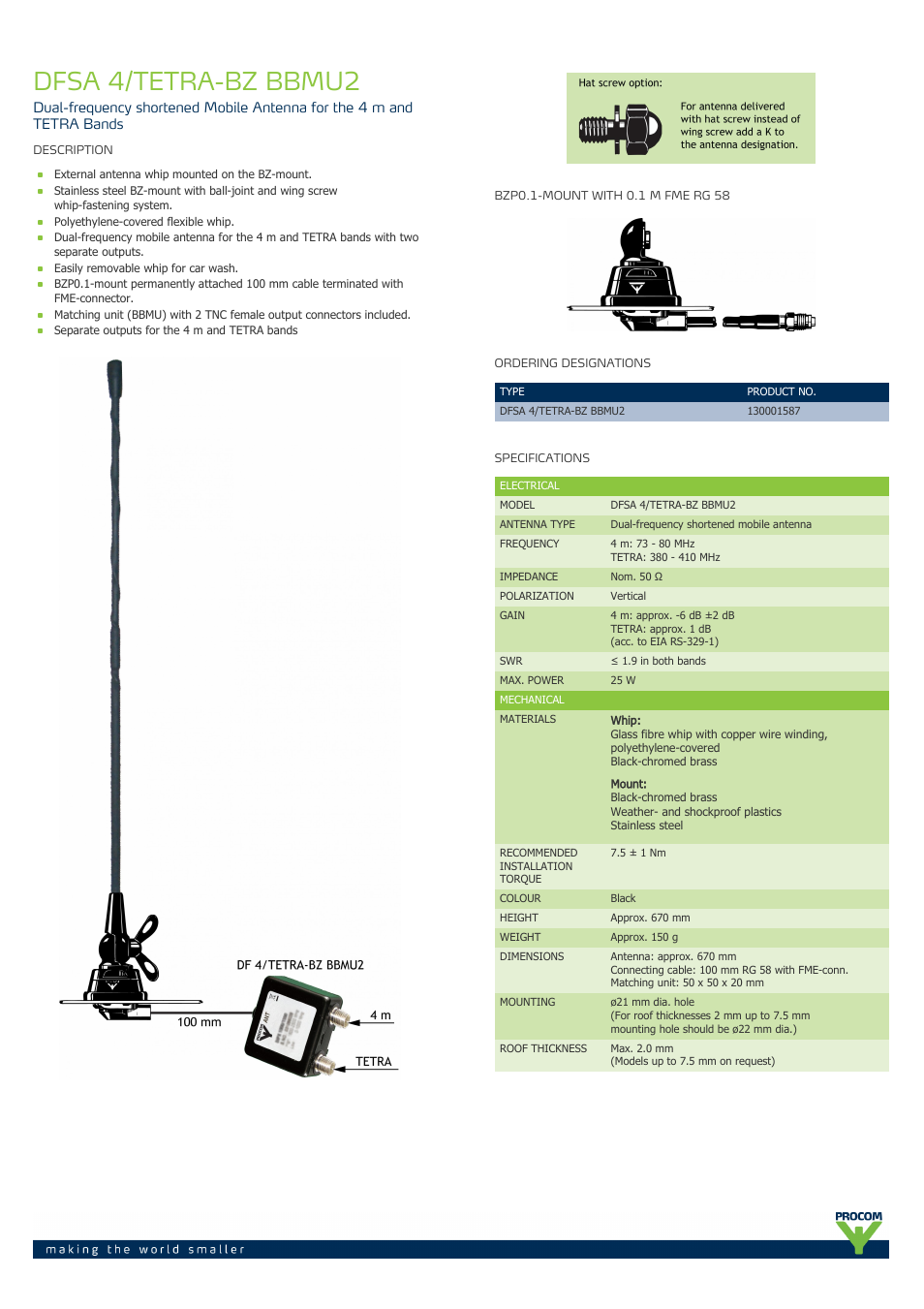 Procom DFSA-4-tetra-bz-bbmu2 User Manual | 2 pages