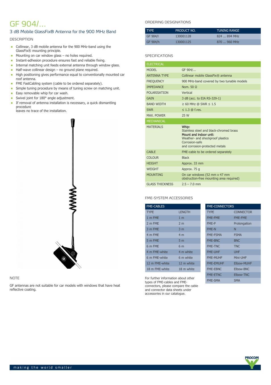 Procom GF 904-... User Manual | 2 pages