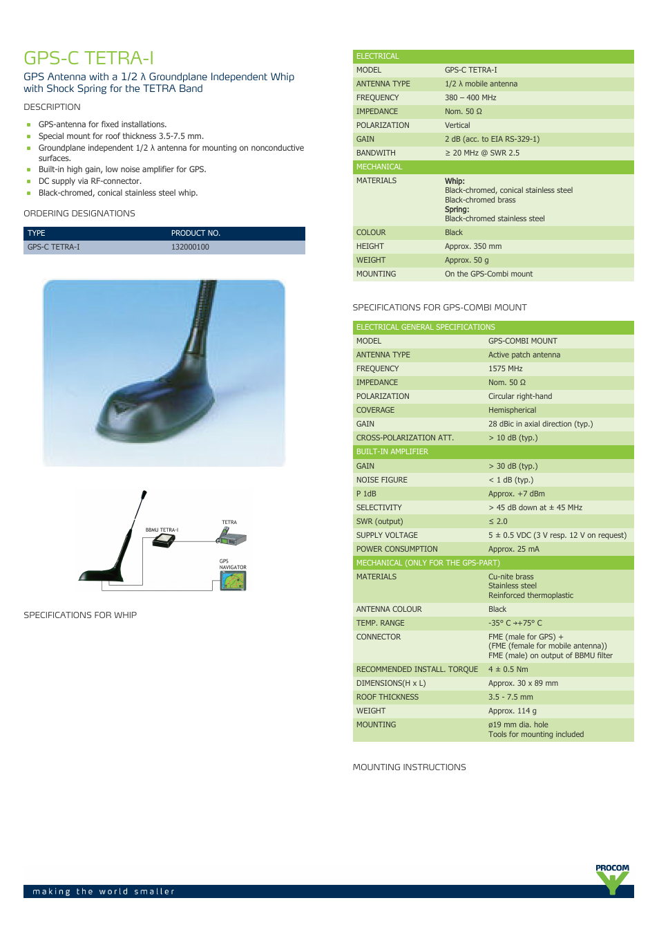 Procom GPS-C tetra-1 User Manual | 2 pages