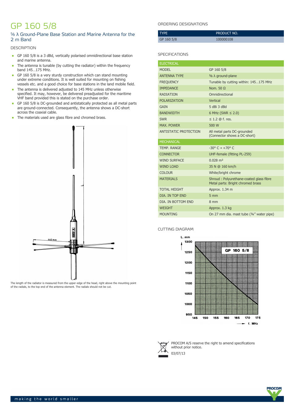 Procom GP-160-5-8 User Manual | 1 page