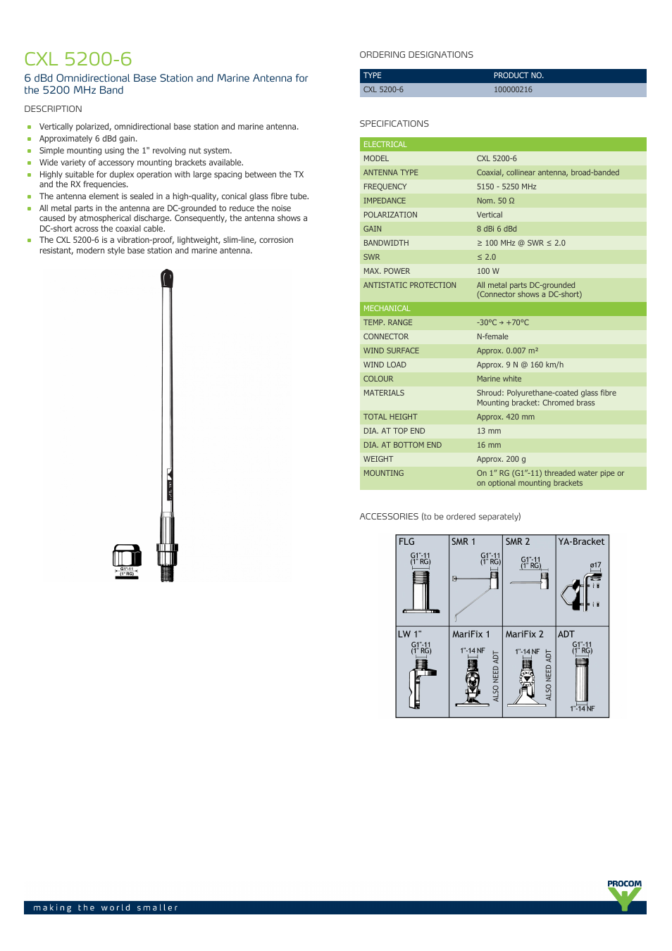 Procom CXL 5200-6 User Manual | 2 pages