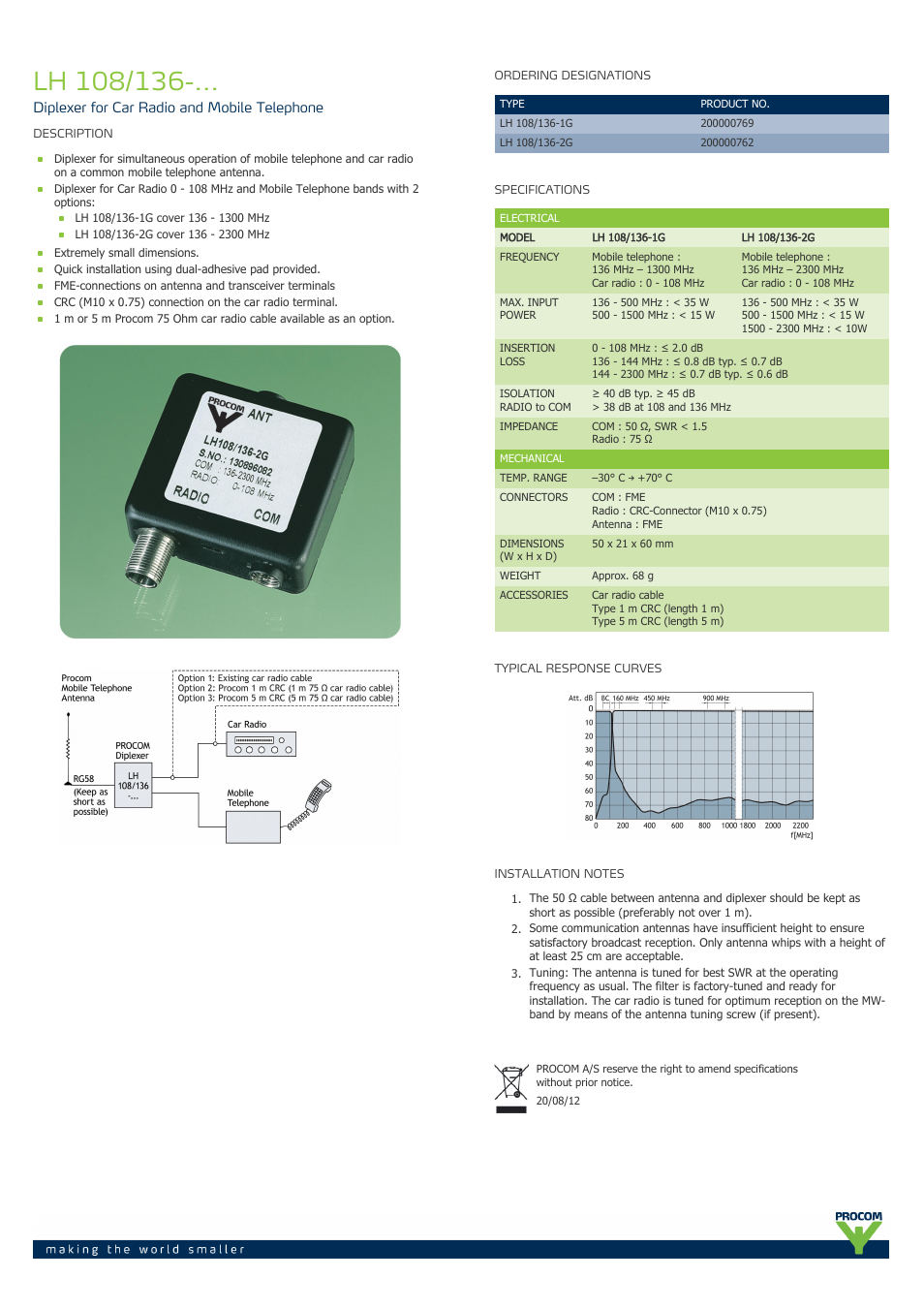 Procom LH 108-136-... User Manual | 1 page