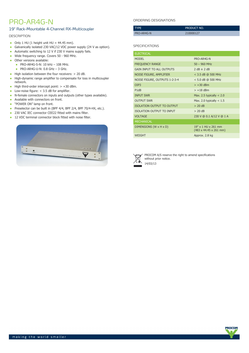 Procom PRO-ar4g-n User Manual | 1 page