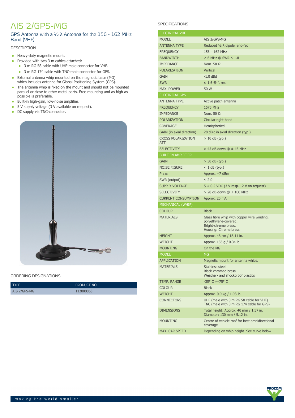 Procom AIS-2-gps-mg User Manual | 2 pages