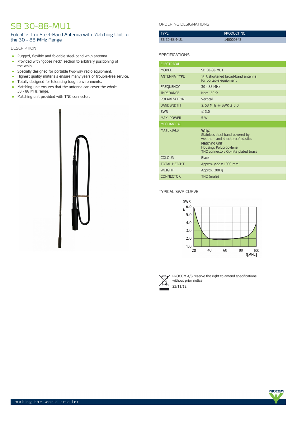 Procom SB 30-88-mu1 User Manual | 1 page