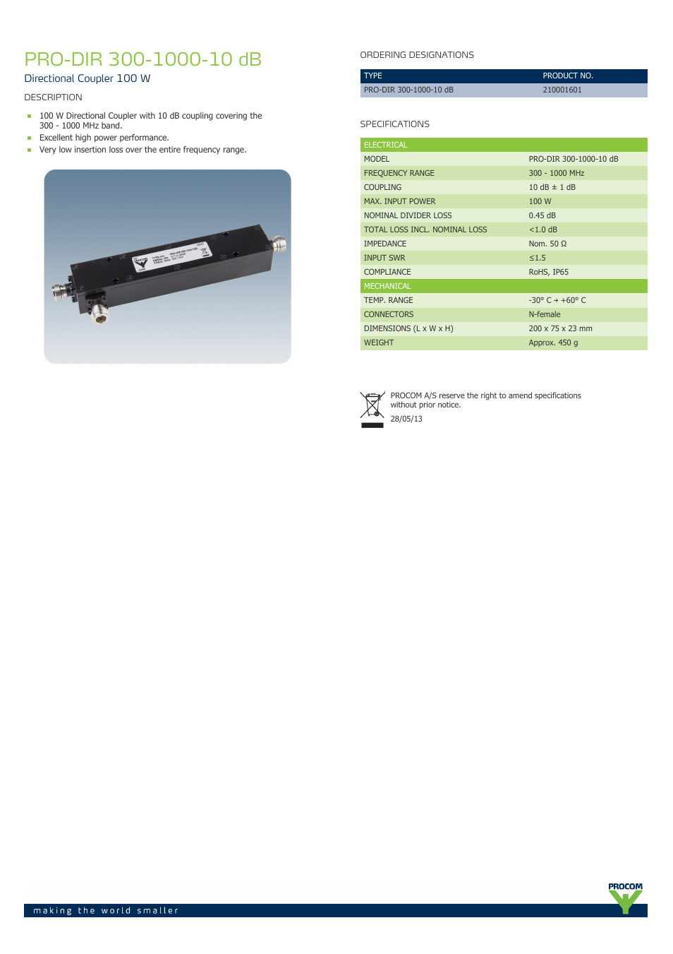 Procom PRO-dir-300-1000-10-db User Manual | 1 page