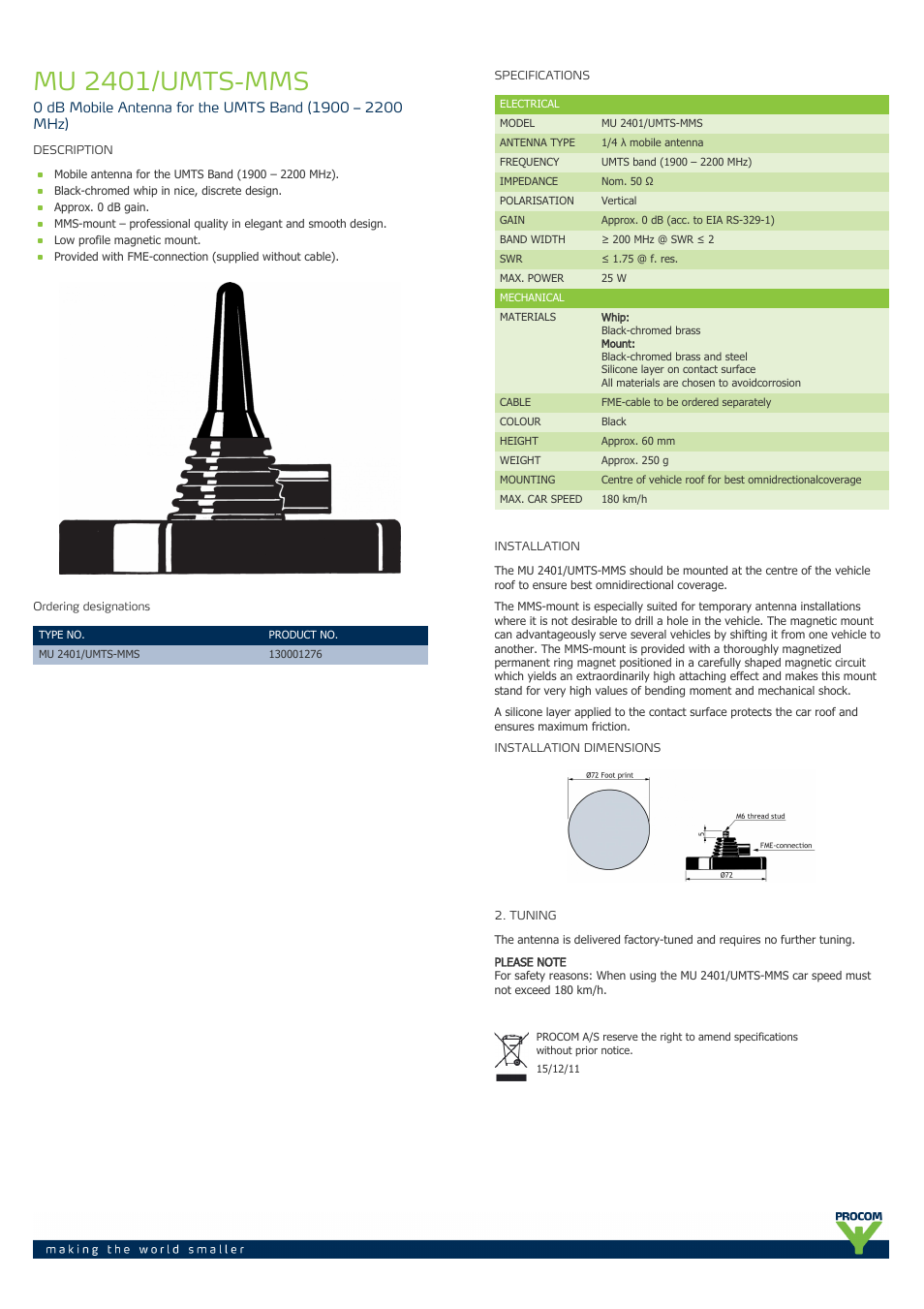 Procom MU 2401-umts-mms User Manual | 1 page