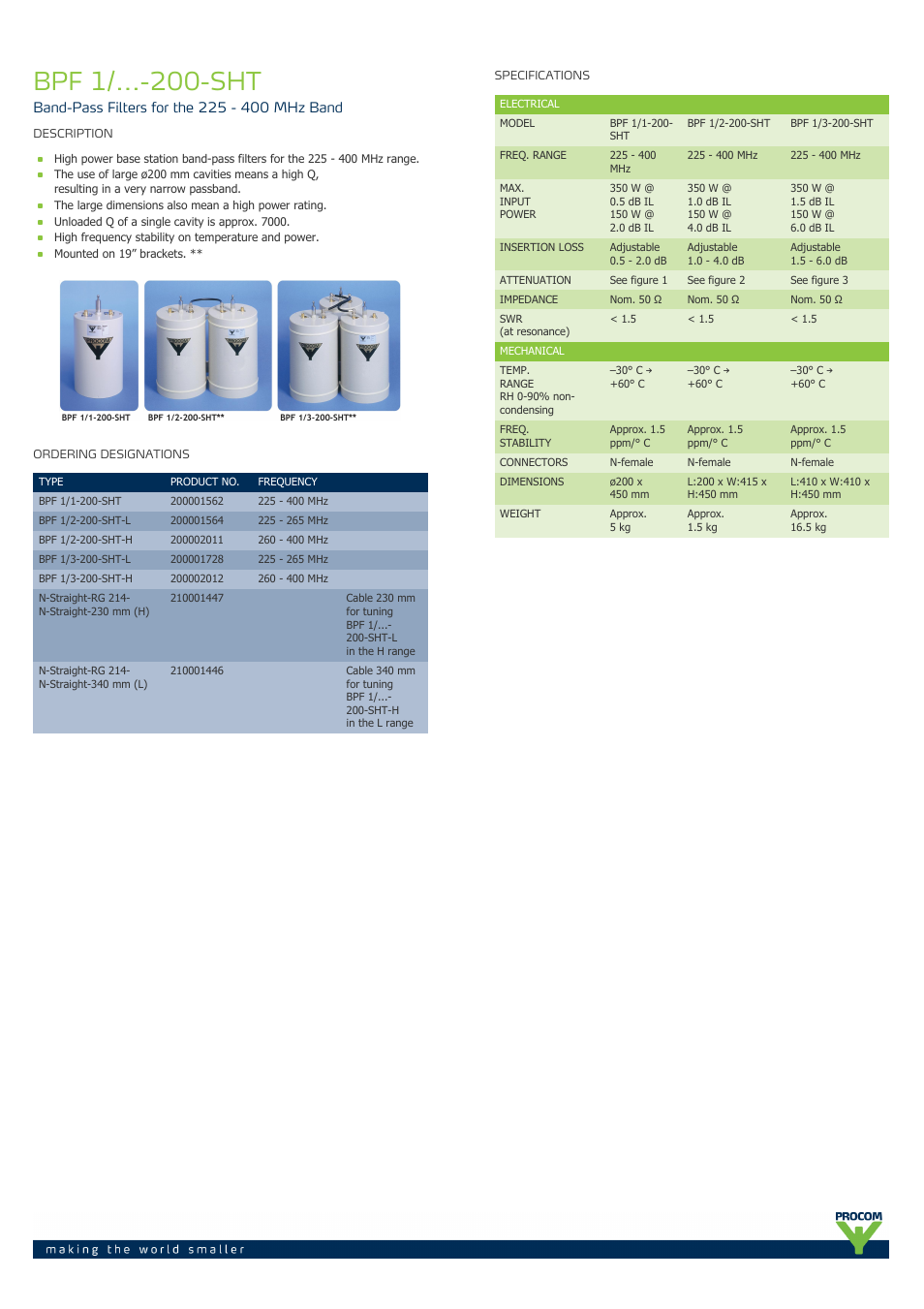 Procom BPF 1-...-200-sht User Manual | 2 pages