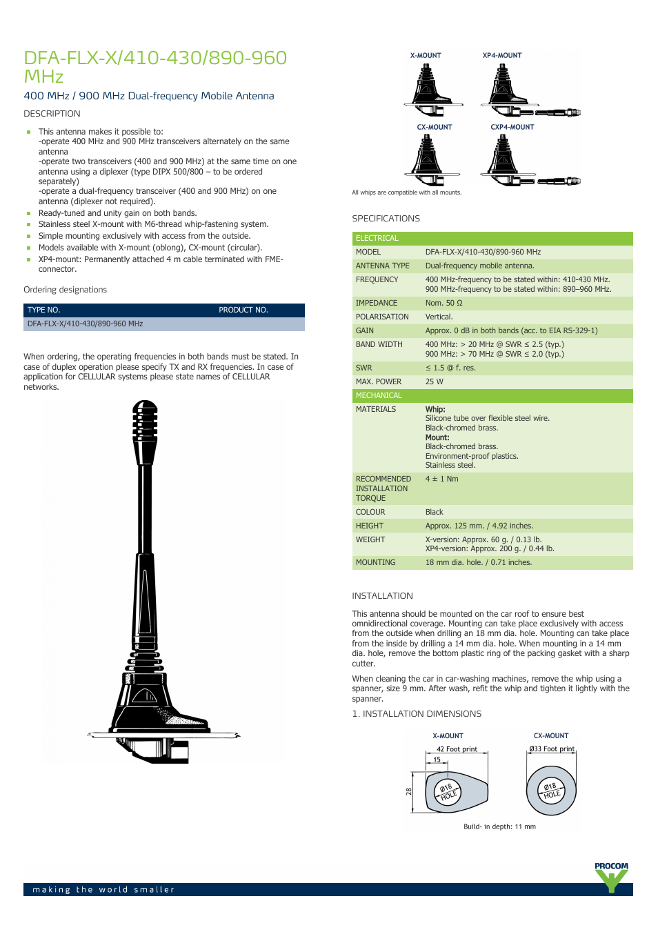 Procom DFA FLX x-410-430-890-960-mhz User Manual | 2 pages