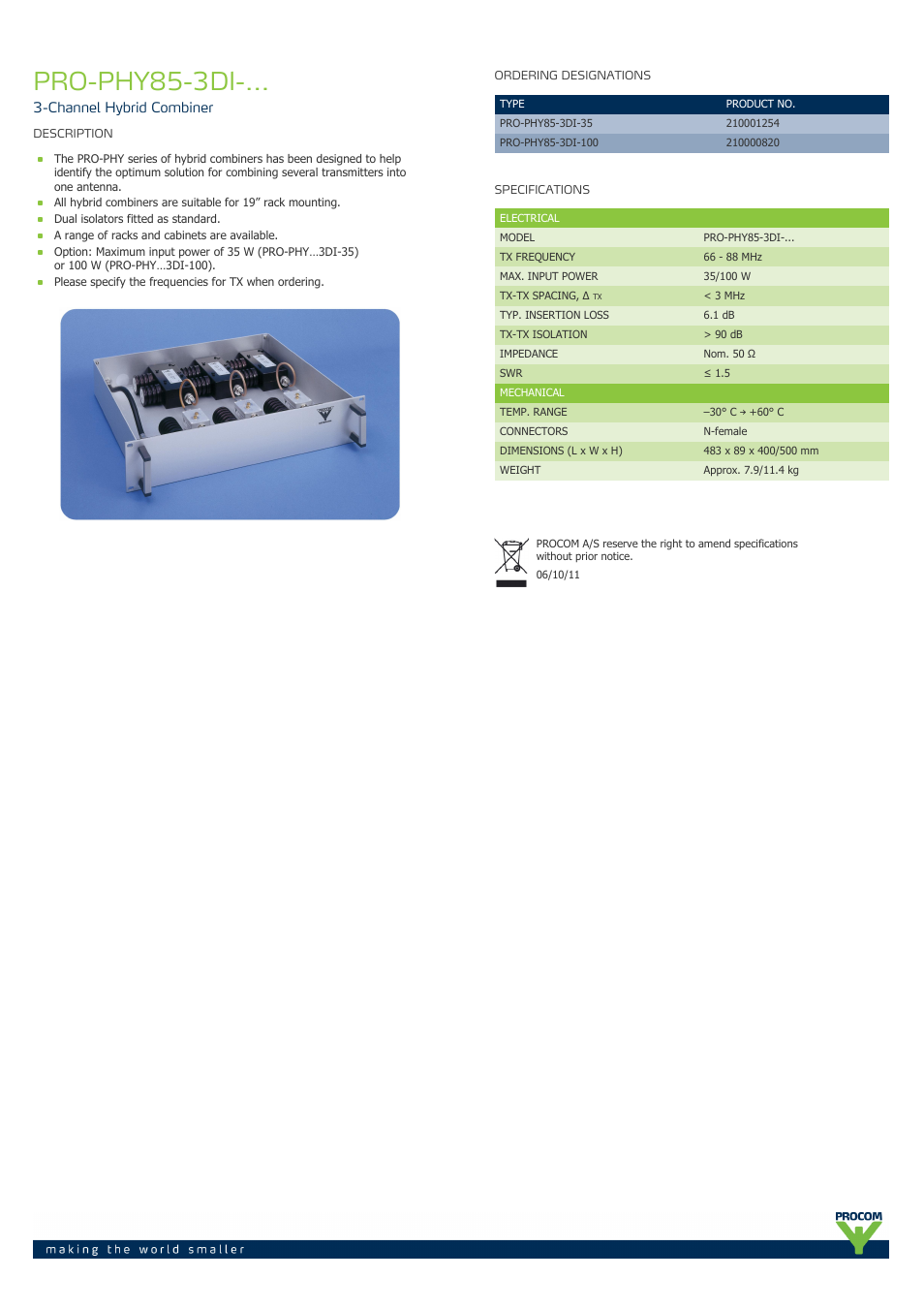 Procom PRO-phy85-3di-... User Manual | 1 page